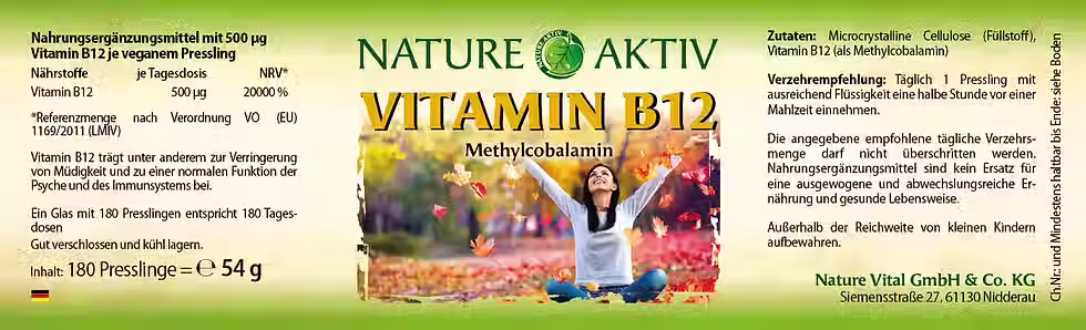 Miniaturbild: Nature Aktiv Vitamin B12 - 1 Glas mit 180 Presslingen