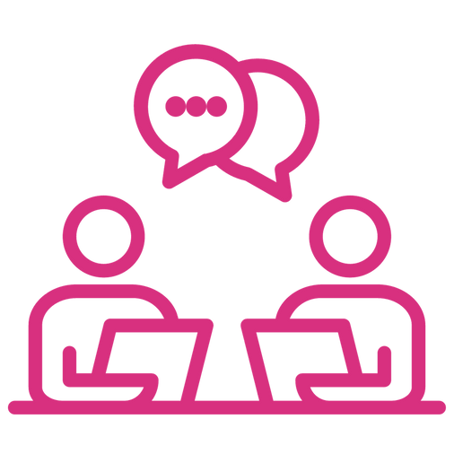 Graphic of two people talking