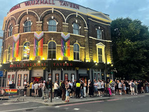 People outside a London gay pub