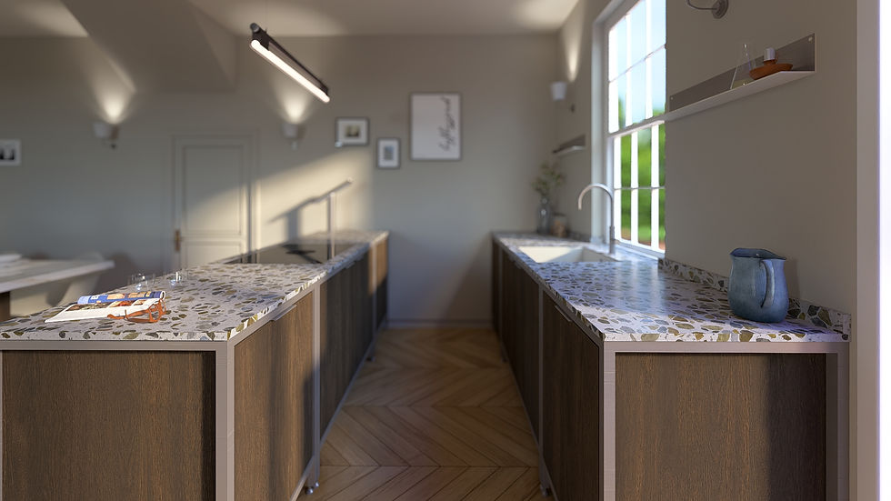 metal frame kitchen design