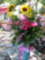 Sunflower & Hot pink Spray Rose