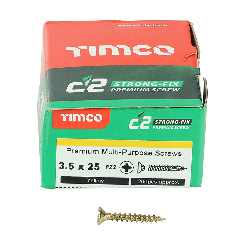 Thumbnail: 3.5mm C2 Strong Fix Woodscrews PZ2 Double Countersunk Sharp Point Yellow 200pack