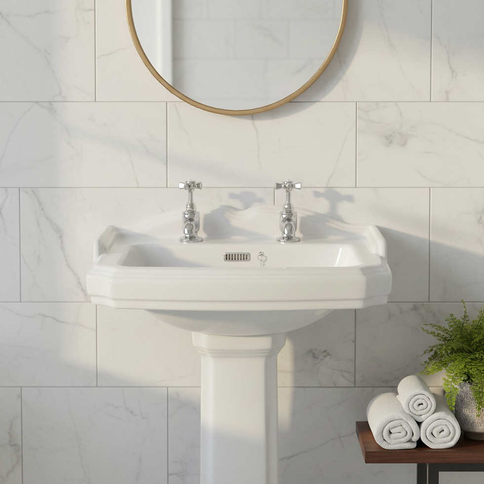 Thumbnail: Arzoo Traditional 590mm Basin & Pedestal (2 Tap Hole)