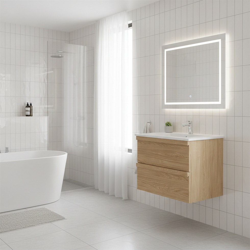 Thumbnail: Pagoda 600mm Basin Vanity Unit 2 Drawers Light Oak Wall Hung