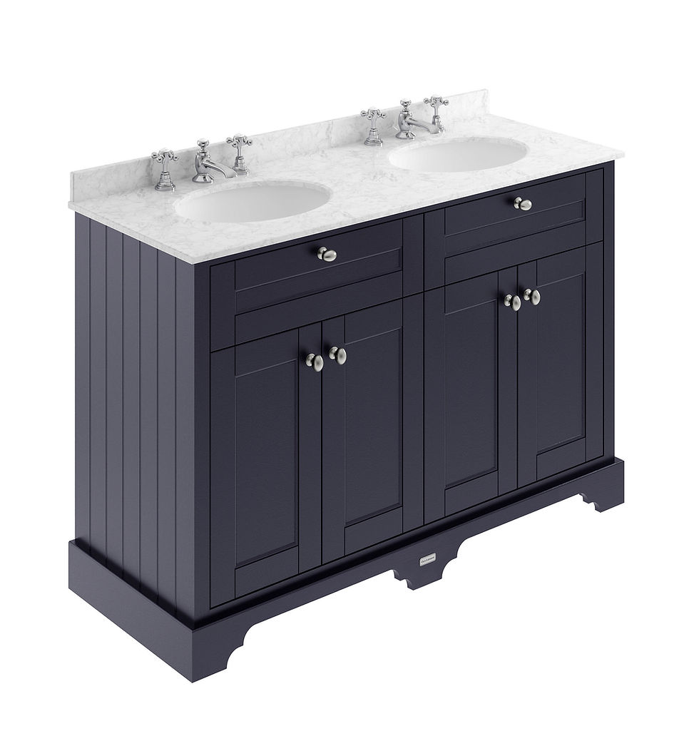 Thumbnail: Midnight Royale 1200mm Twin Vanity Cabinet with Round Double Marble Sink