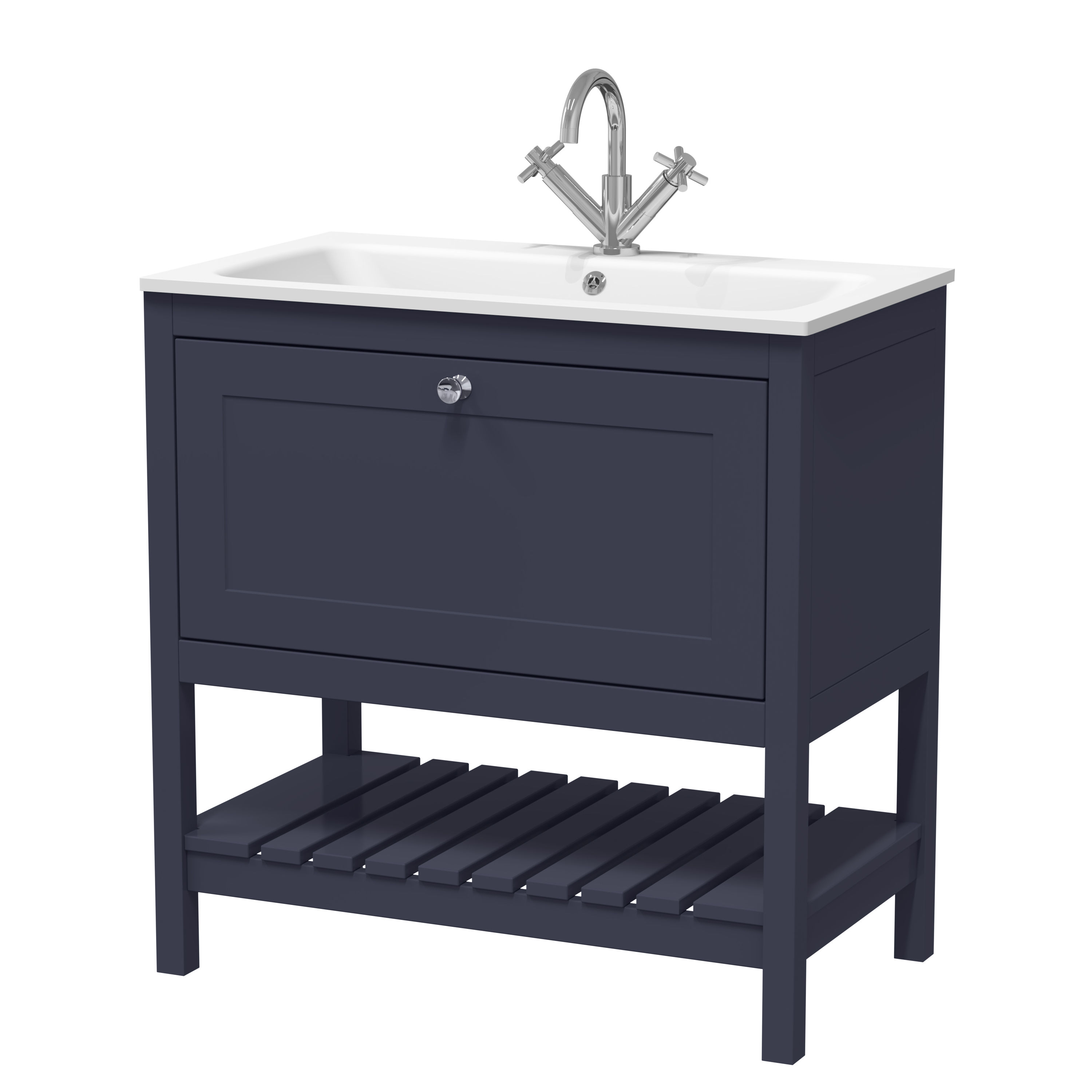 800mm Floor Standing Drawer & Stone Basin 1TH