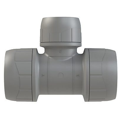Thumbnail: 22x22x15mm Polyplumb Reducing Tee Plastic Push-Fit Grey