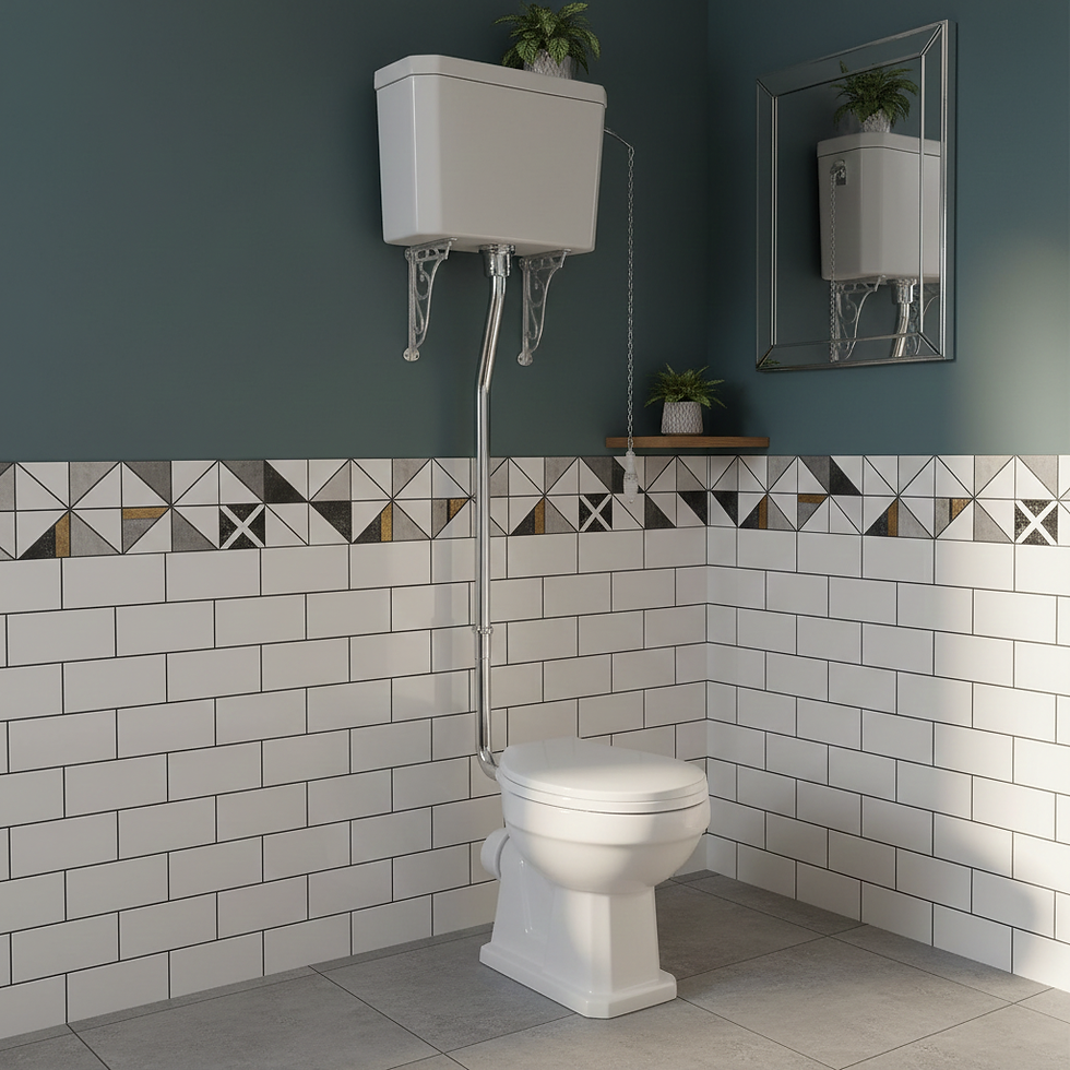 Thumbnail: Arzoo High Level Toilet Pan, Cistern & Flush Pipe Traditional