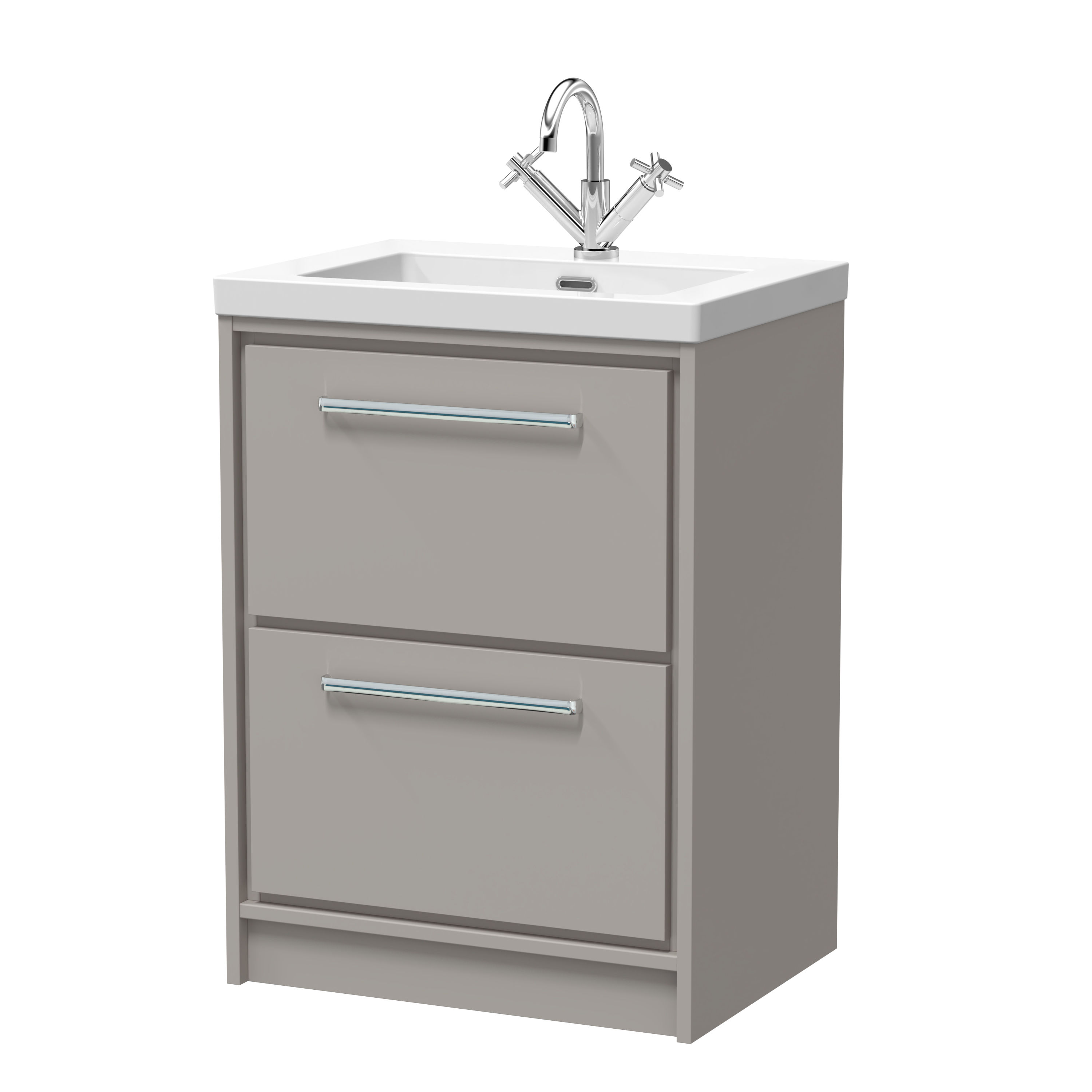 600mm Floor Standing 2-Drawer Vanity with Basin - 1 Tap Hole