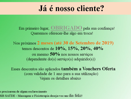 Descontos para si (dos 10-50%) e para quem você cuida (Voucher Oferta)!