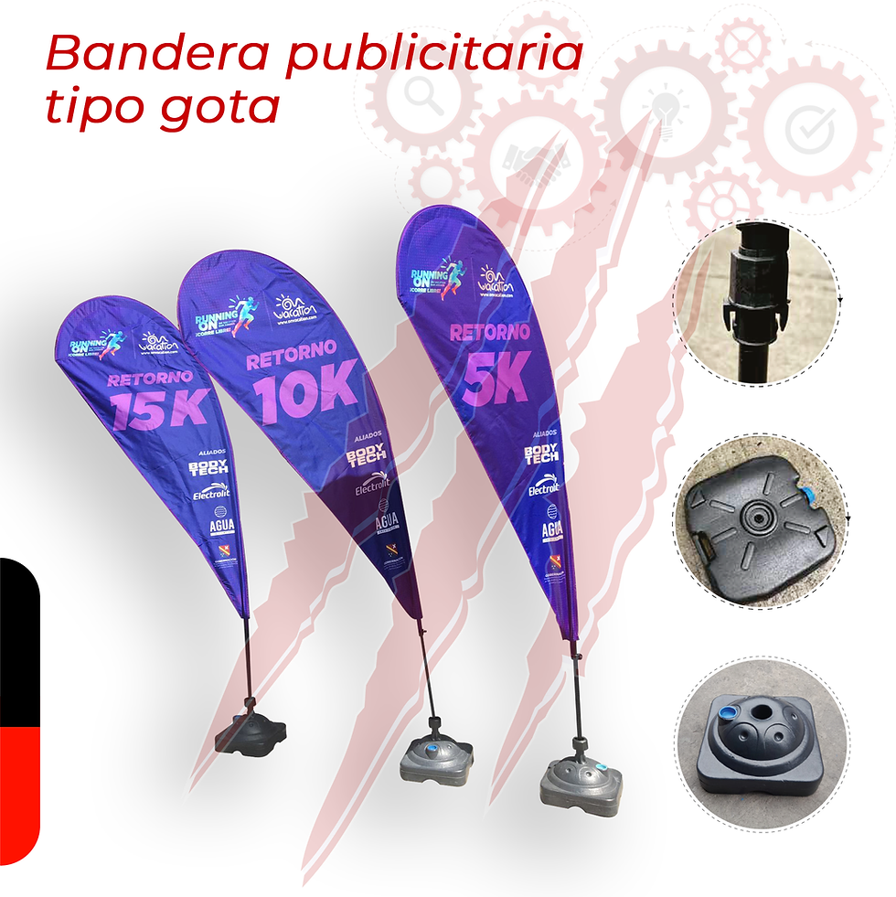 Bandera Tipo GOTA con tela y estructura talla XS-XL
