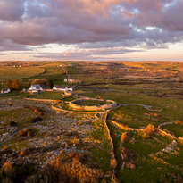 A veiw of a landscape with a circular path