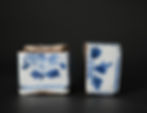 Thumbnail: A Ming Dynasty ko-sometsuke folding-screen box form kogo incense container