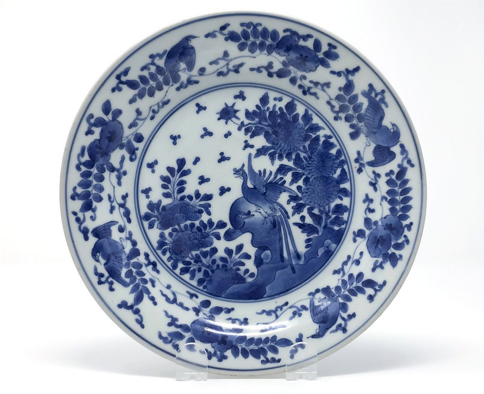 Thumbnail: Japanese Ai-Kakiemon export dish decorated with ho-o birds