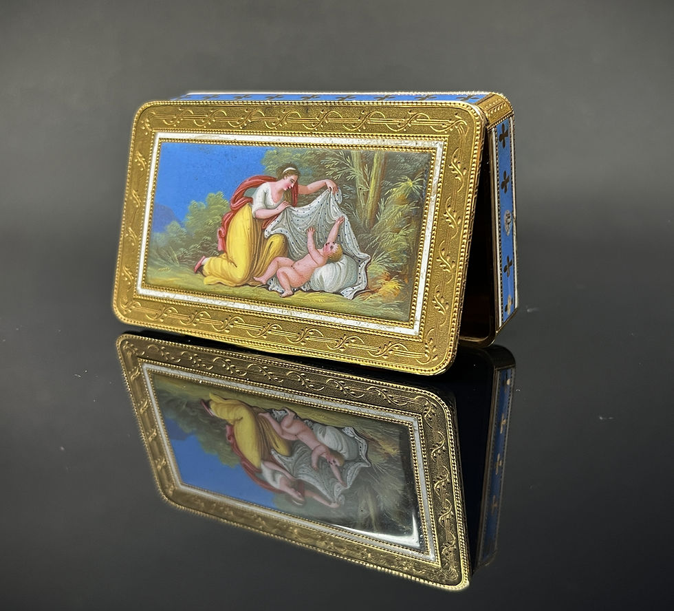 Thumbnail: A magnificent late 18th C gold & enamel snuff box by Frères Jordan, circa 1790