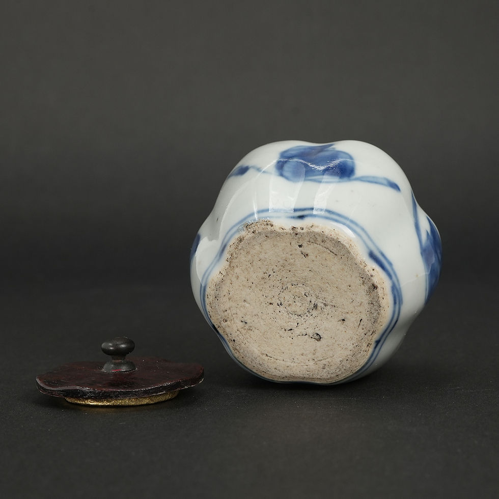 Thumbnail: Ming Dynasty ko-sometsuke Chinese Hats melon form tea caddy