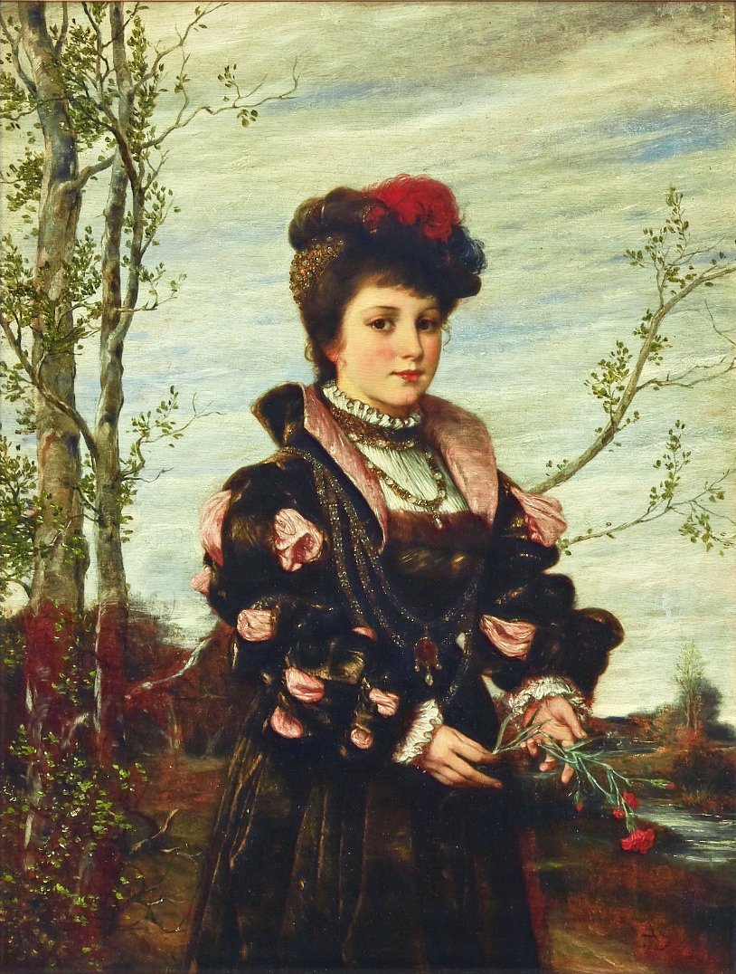 Anton Bertzik (Austrian, 1856-1889) 'A Morning Walk - Spring', c1880