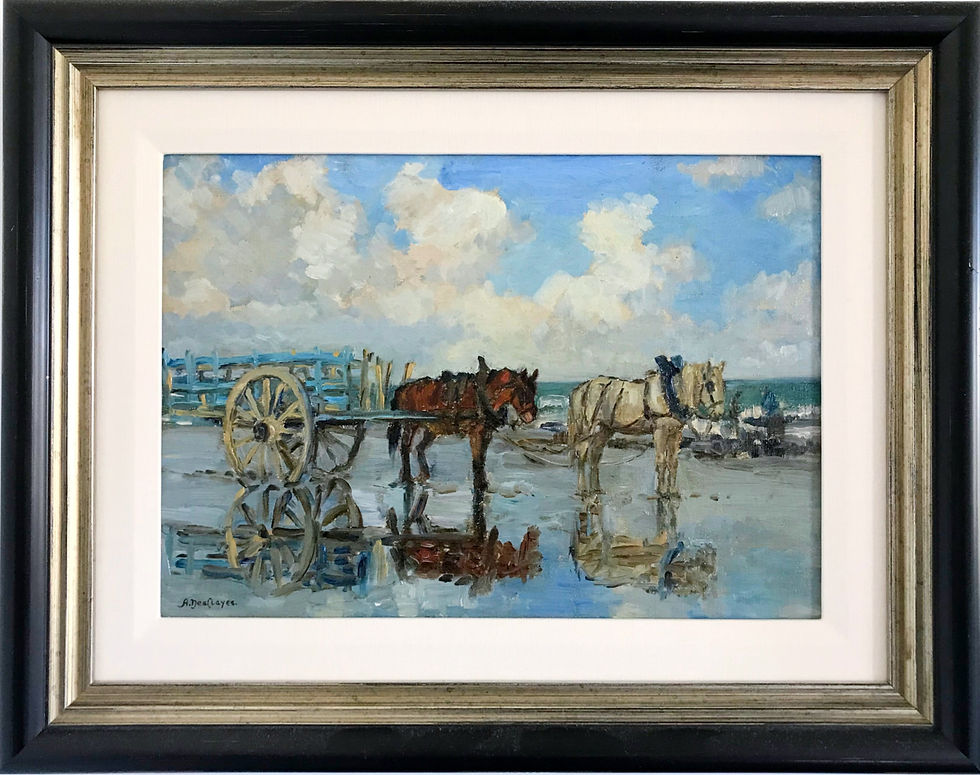 Alice des Clayes (Canadian, 1890-1968) 'Taking seaweed from the surf', oil painting circa 1925