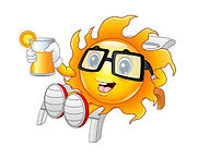 Sun with Glasses & Drink