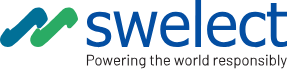 Swelect Energy Systems logo, blue green lines, swelect Powering the world responsibly.