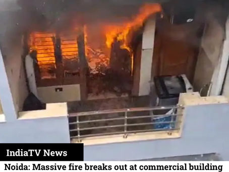 Noida: Massive fire breaks out at commercial building in Sector 10, fire tenders rush to spot
