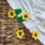 Crochet Green & Brown Sunflower Hairclips Set of 2