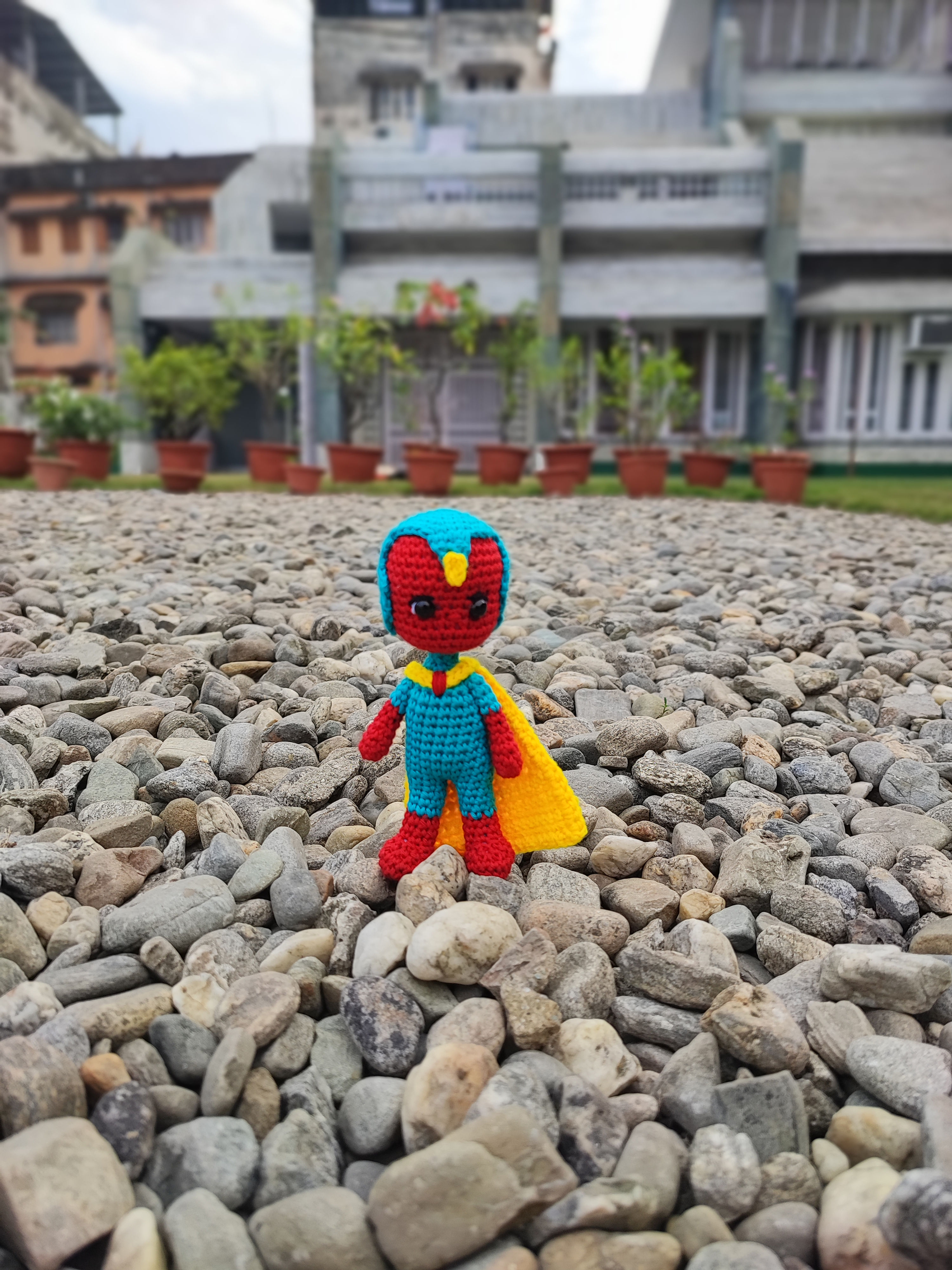 Crochet Mini Posable Vision Figurine Front View