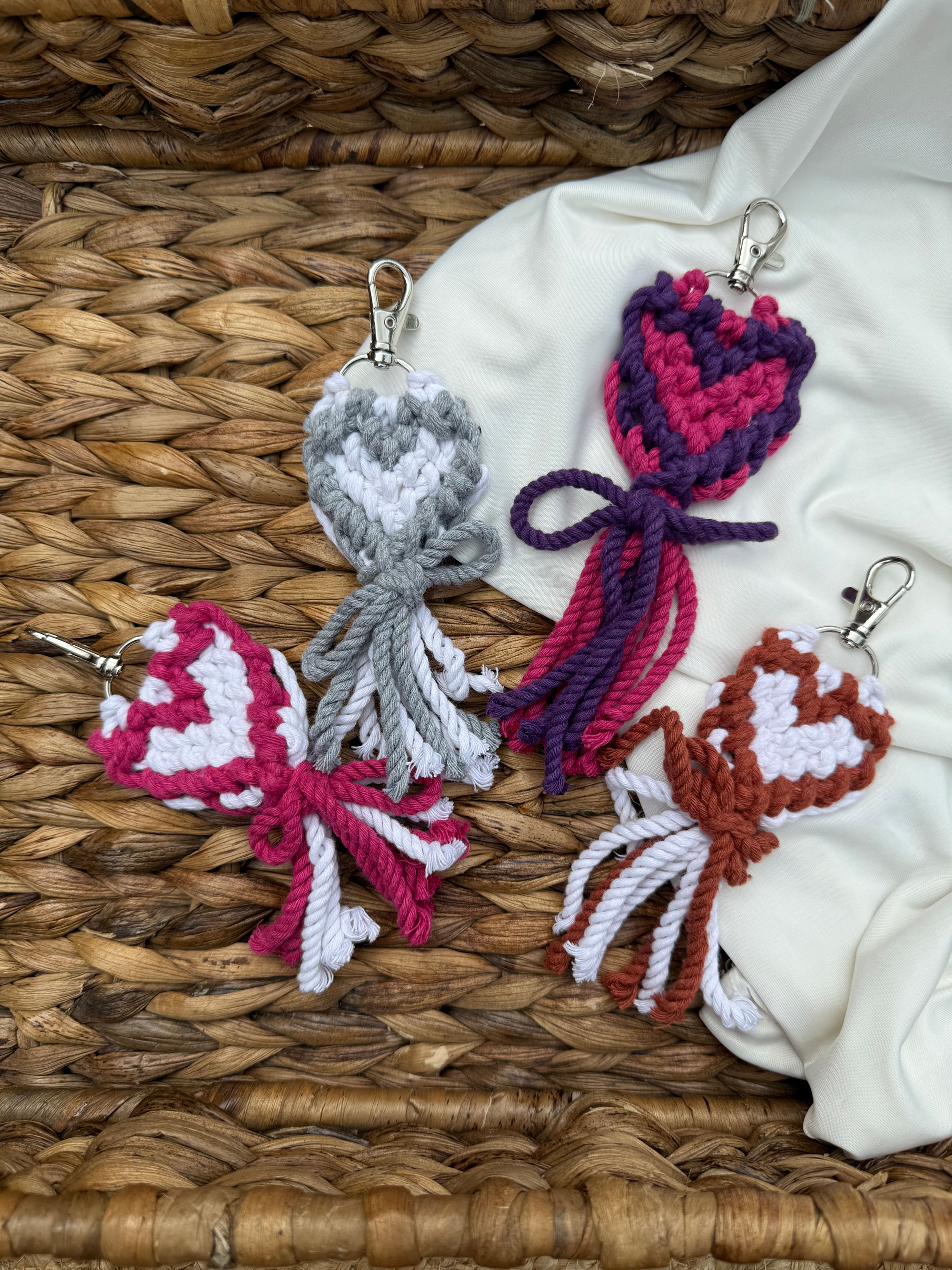 Macrame Multi-Colored Heart Keychain