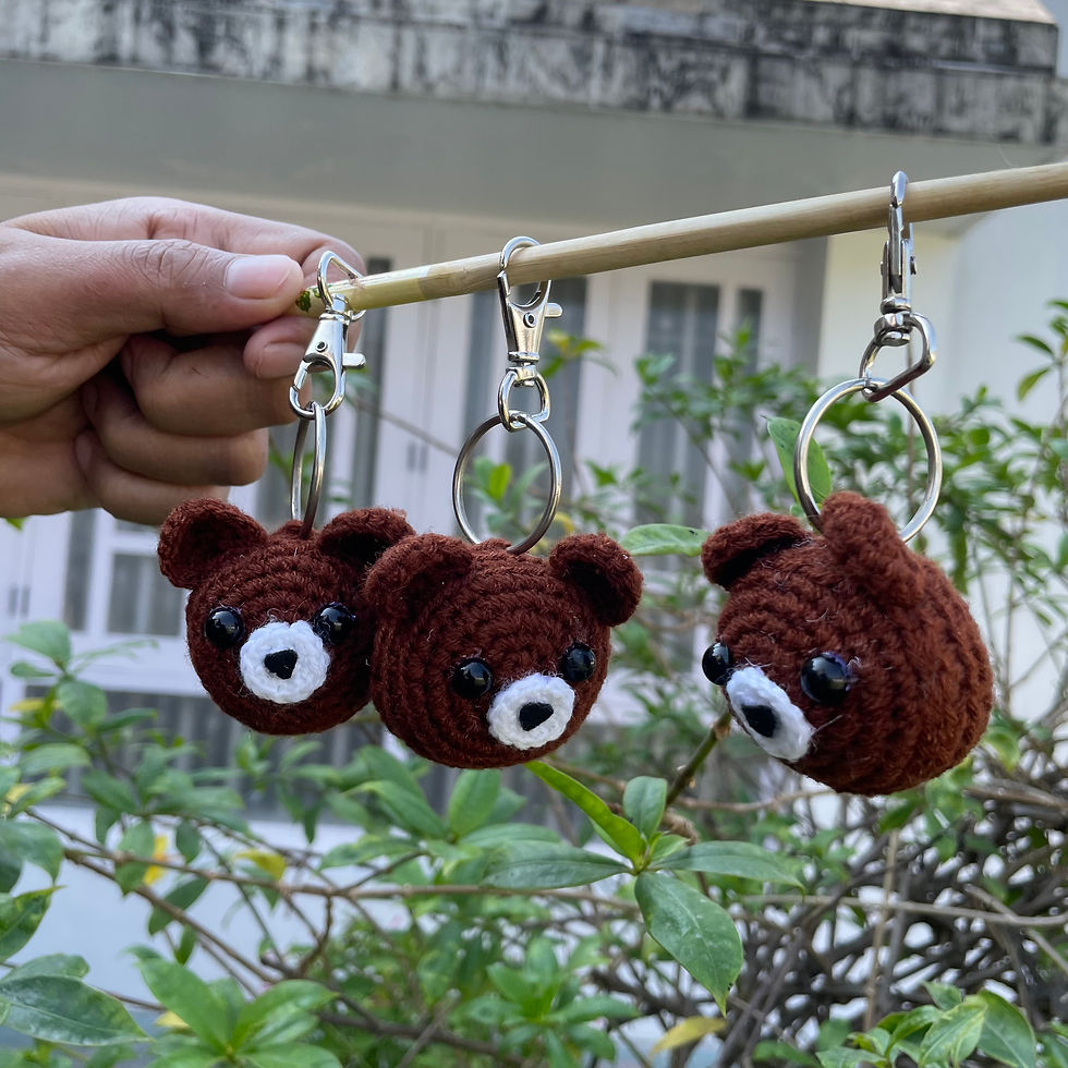Crochet Brown Bear Keychain