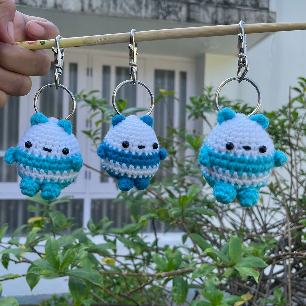 Crochet Blue Panda Keychain