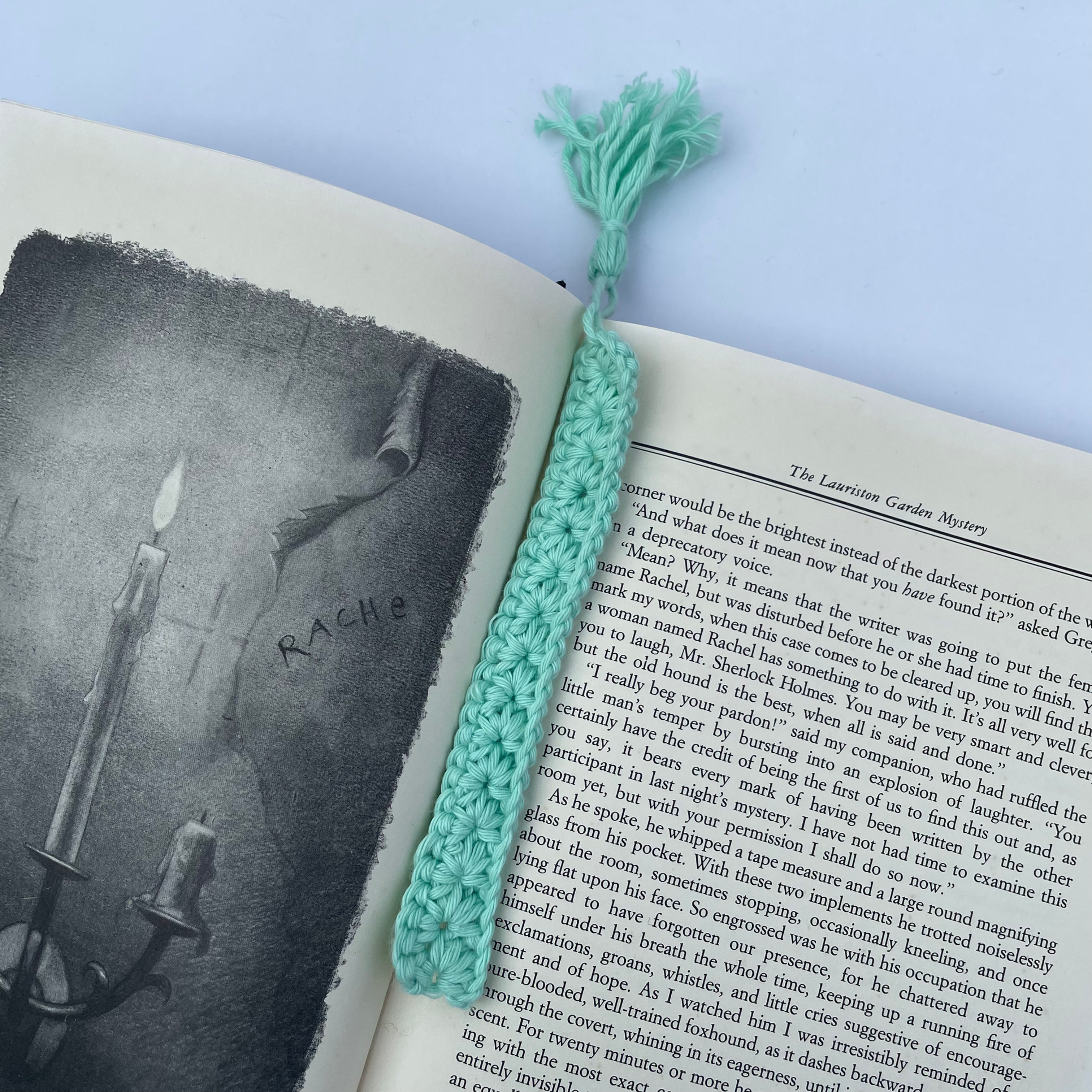 Crochet Mint Daisy Design Bookmark with Tassel