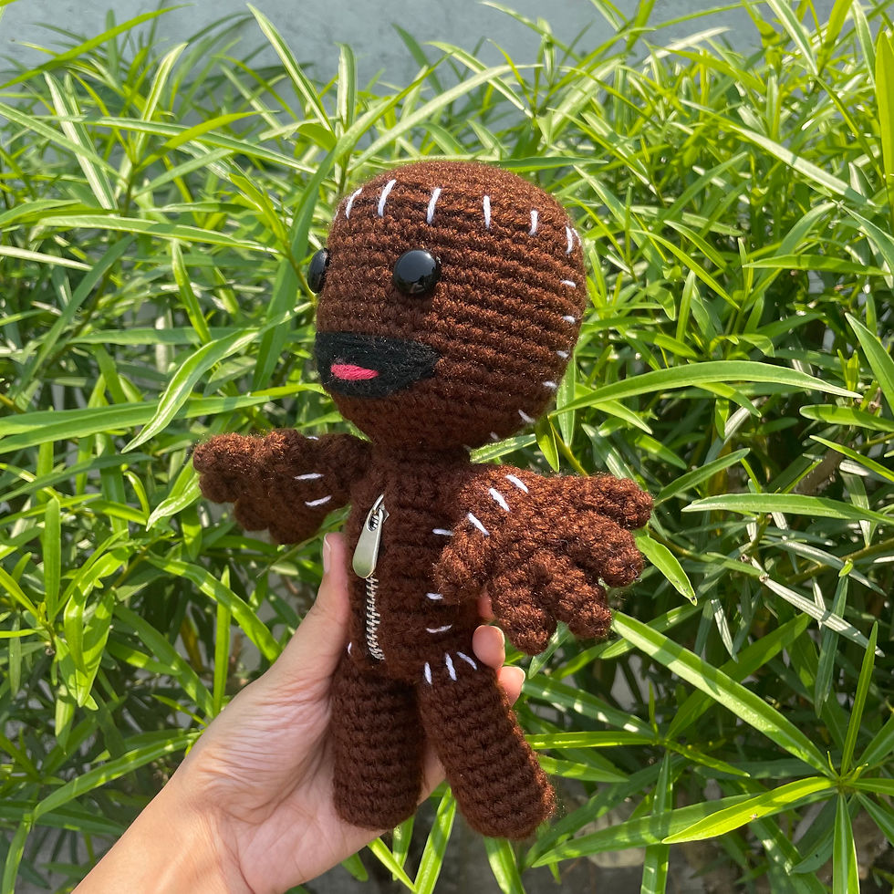 Thumbnail: Crochet Little Big Planet's Sackboy Soft Toy Side View