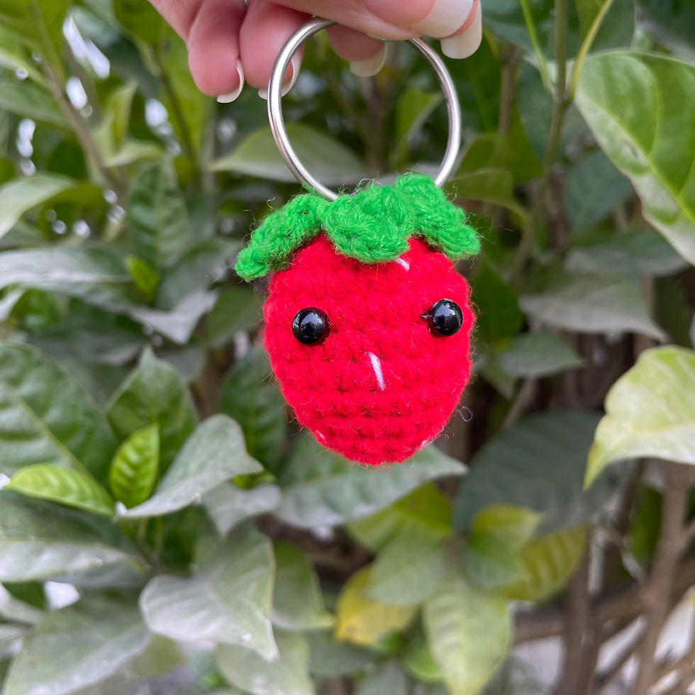 Crochet Strawberry Keychain