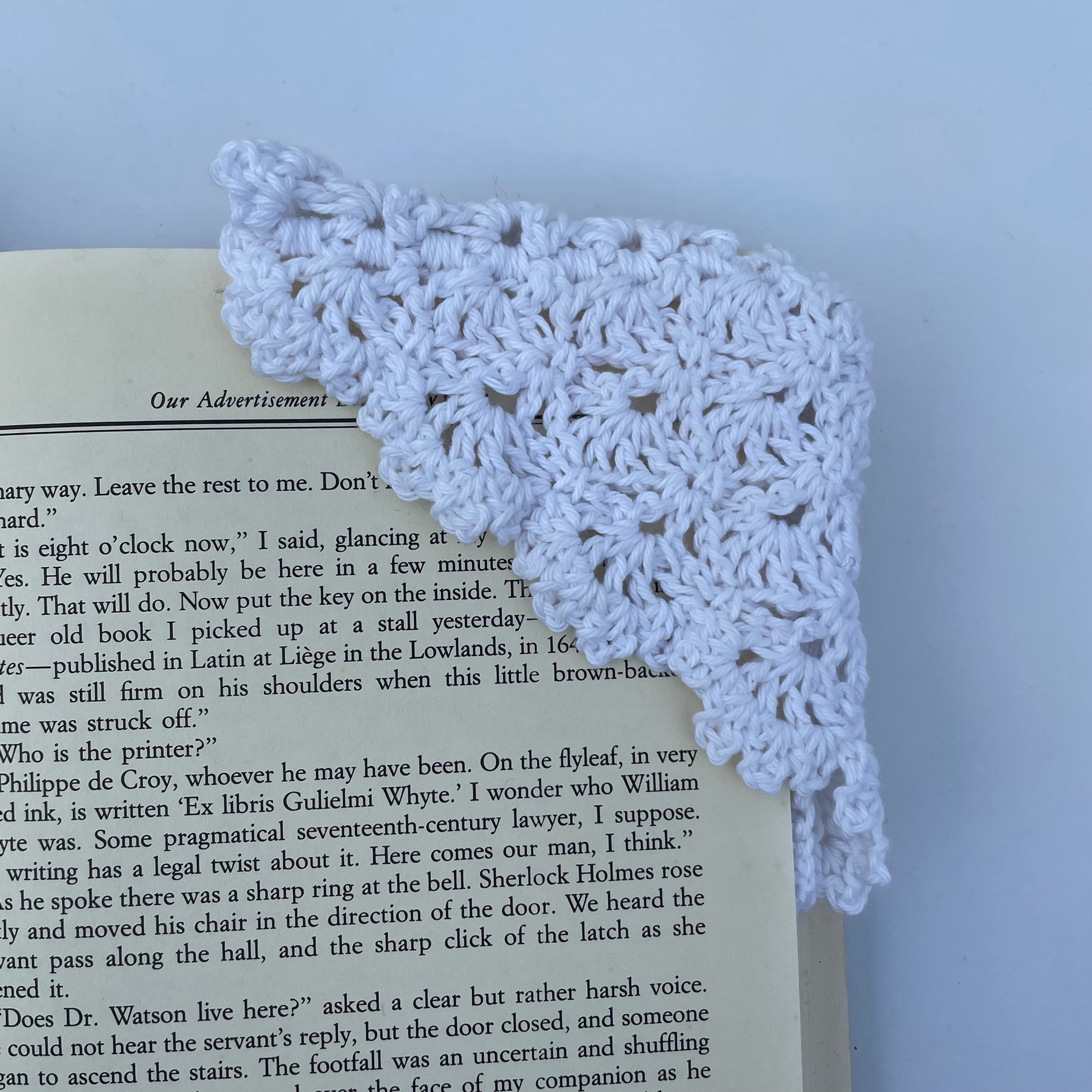 Crochet White Lace Design Page Corner Bookmark
