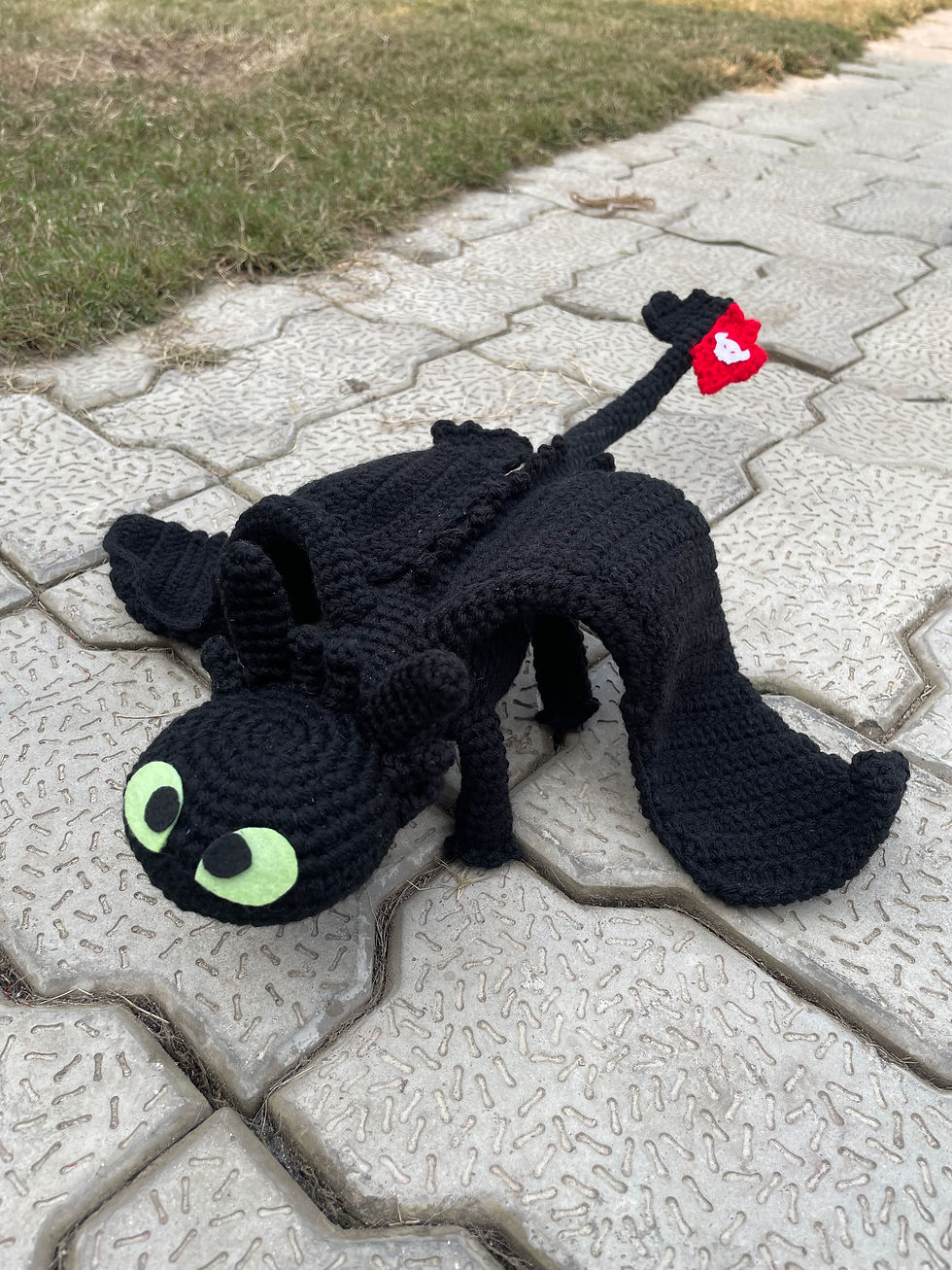 Thumbnail: Crochet How to Train Your Dragon Toothless Soft Toy Side View