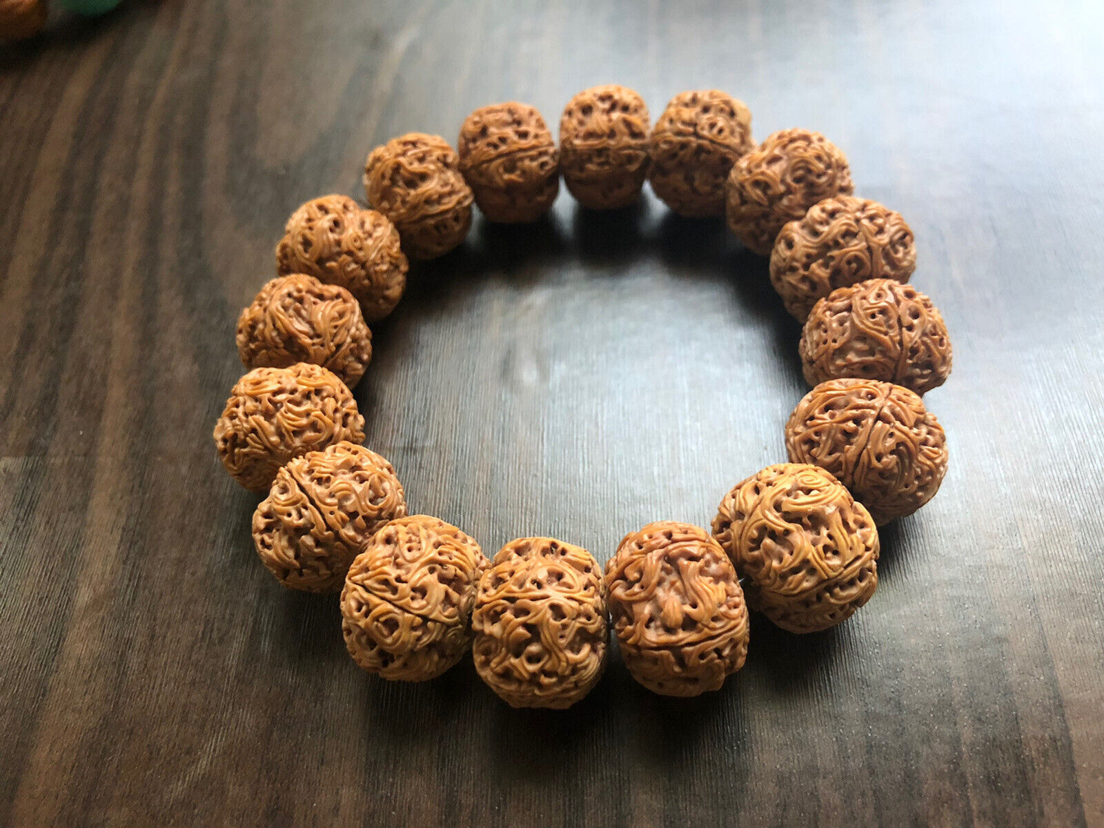 19×14mm Dragon Ball Hand-Carved Rudraksha Bracelet