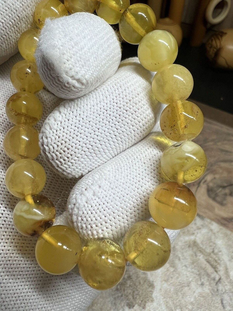 Thumbnail: 10.5mm Natural Baltic Amber Beads Bracelet