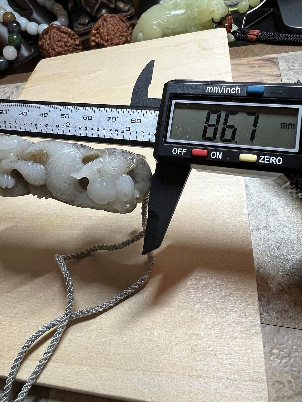 Thumbnail: 100% Hetian Jade Hand Carved Dragon Pendant
