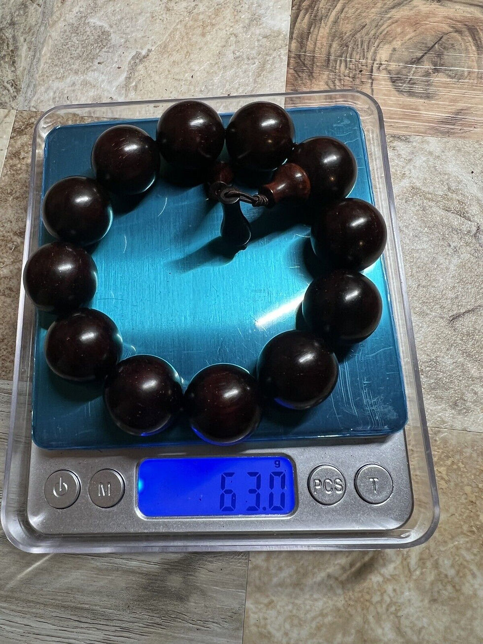 Thumbnail: 20mm Indian Small Leaf Red Sandalwood Bracelet