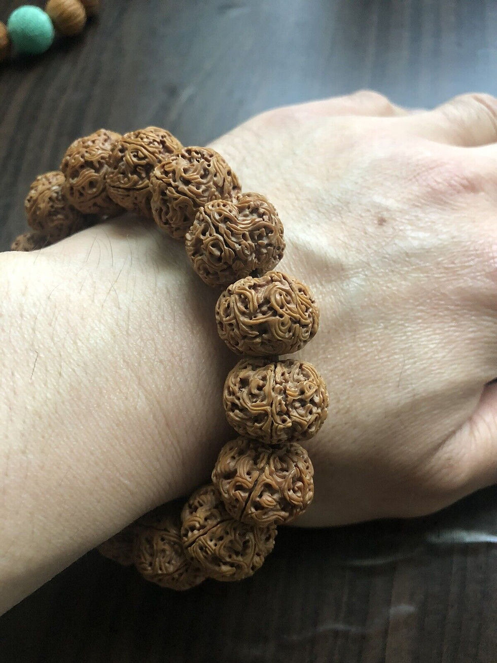 Thumbnail: 19×14mm Dragon Ball Hand-Carved Rudraksha Bracelet