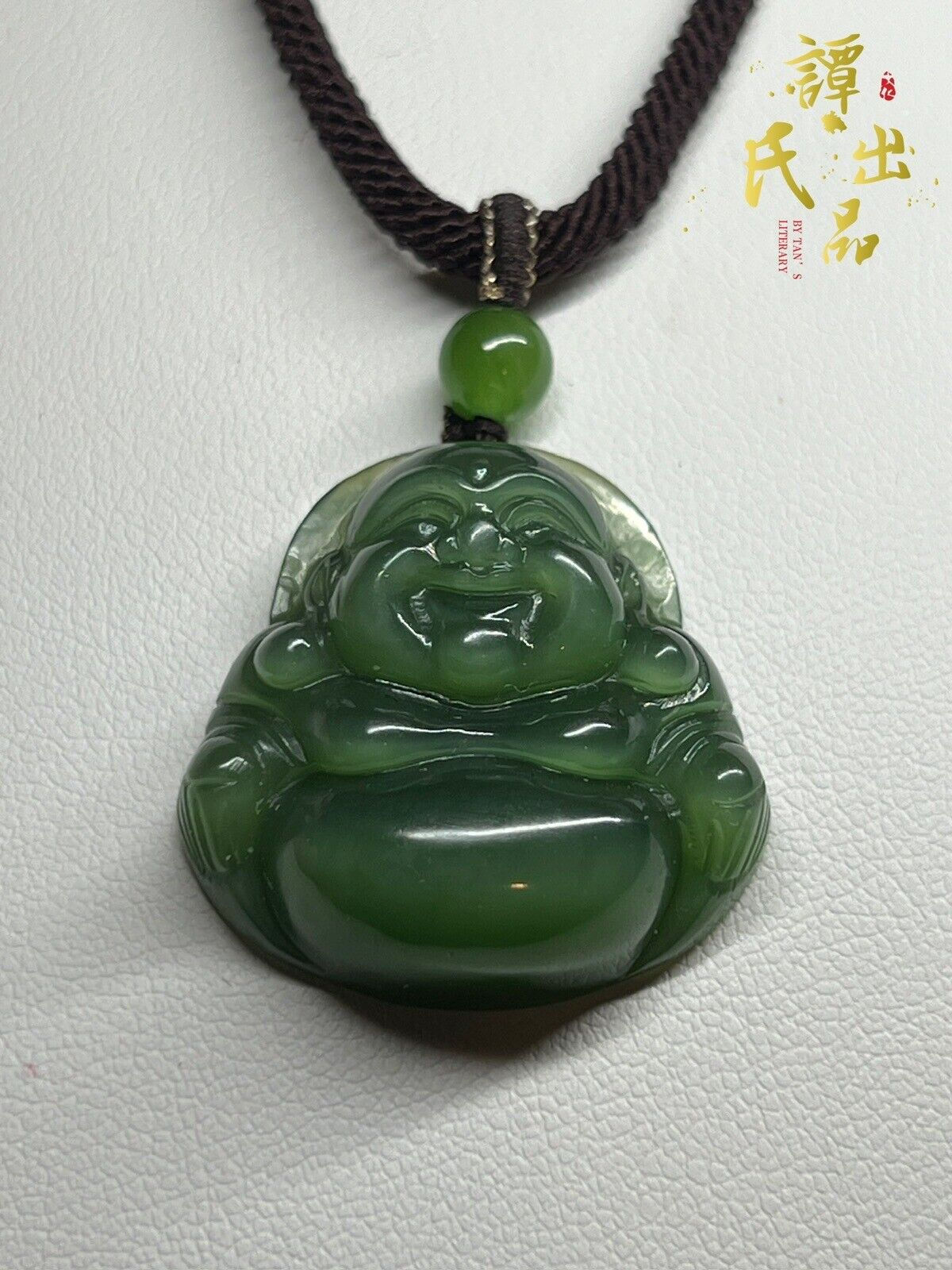 100% Hetian jade Hand Carved Big Belly Maitreya pendant