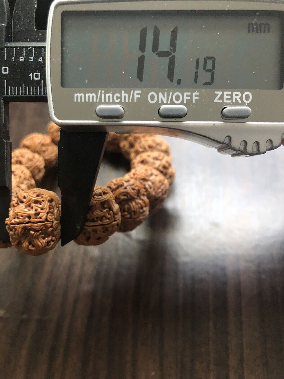 Thumbnail: 19×14mm Dragon Ball Hand-Carved Rudraksha Bracelet