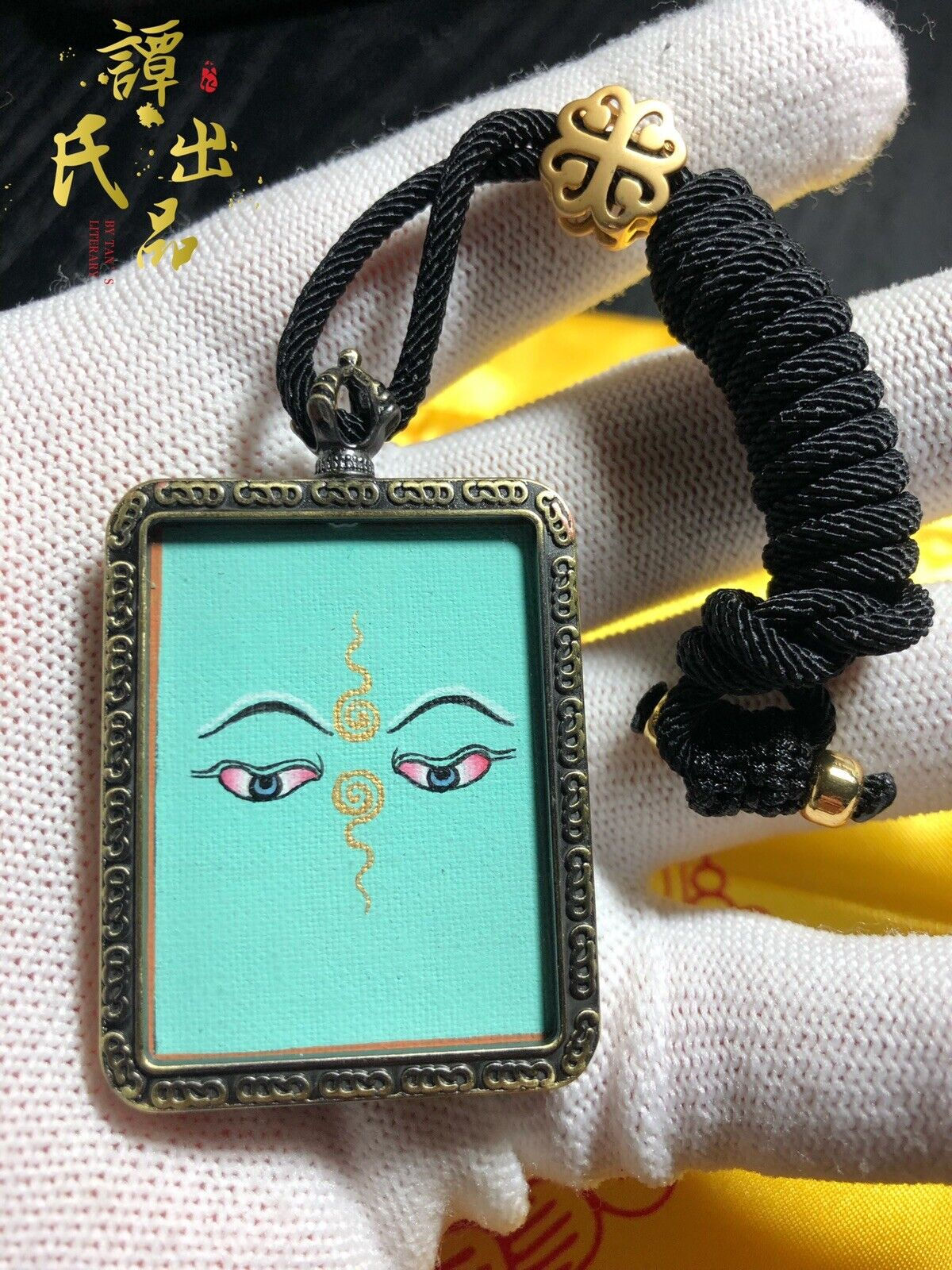 Tibetan Hand-Painted Green Buddha Eye Thangka