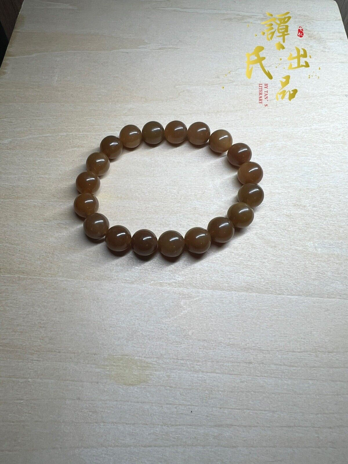 10mm Hetian Golden Mountain Sugar Jade Bracelet