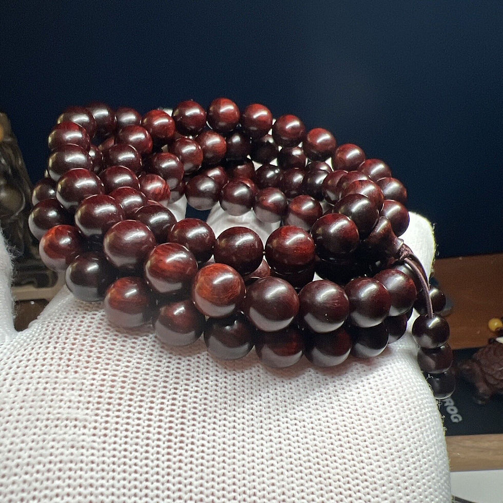 Thumbnail: Premium Small Leaf Red Sandalwood 108 Bead Bracelet