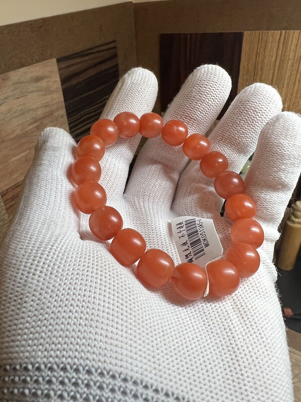 Thumbnail: 11×10mm Radiant Ember NanHong Agate Bracelet