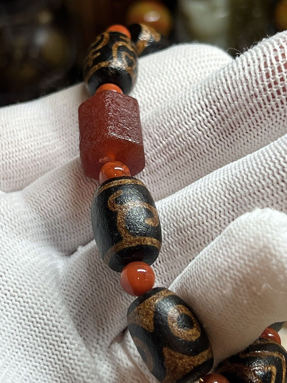 Thumbnail: Sacred Tibetan Agate Tianzhu Mixed Bracelet with Antique Carnelian Bead