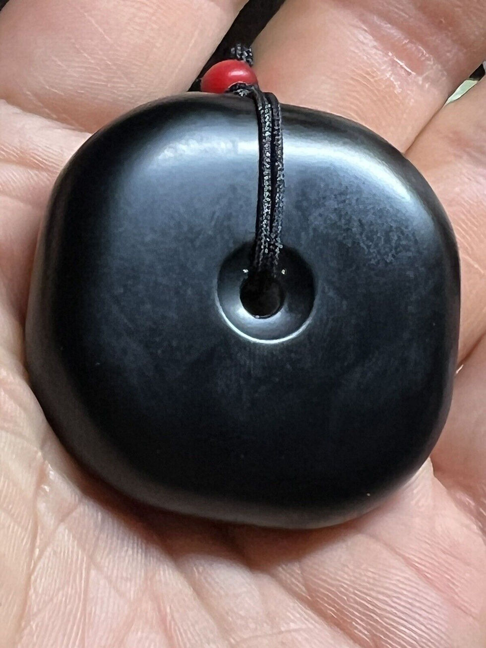 Thumbnail: Tibetan-Inspired Hetian Full-Black Jade Peace Buckle Necklace