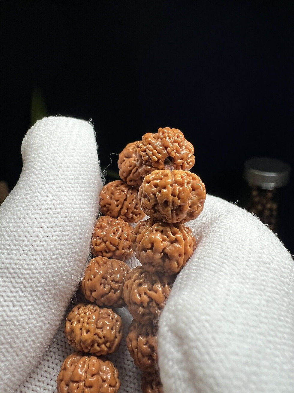 Thumbnail: Elegant Jade Plum Blossom High-Quality Rudraksha Bracelet