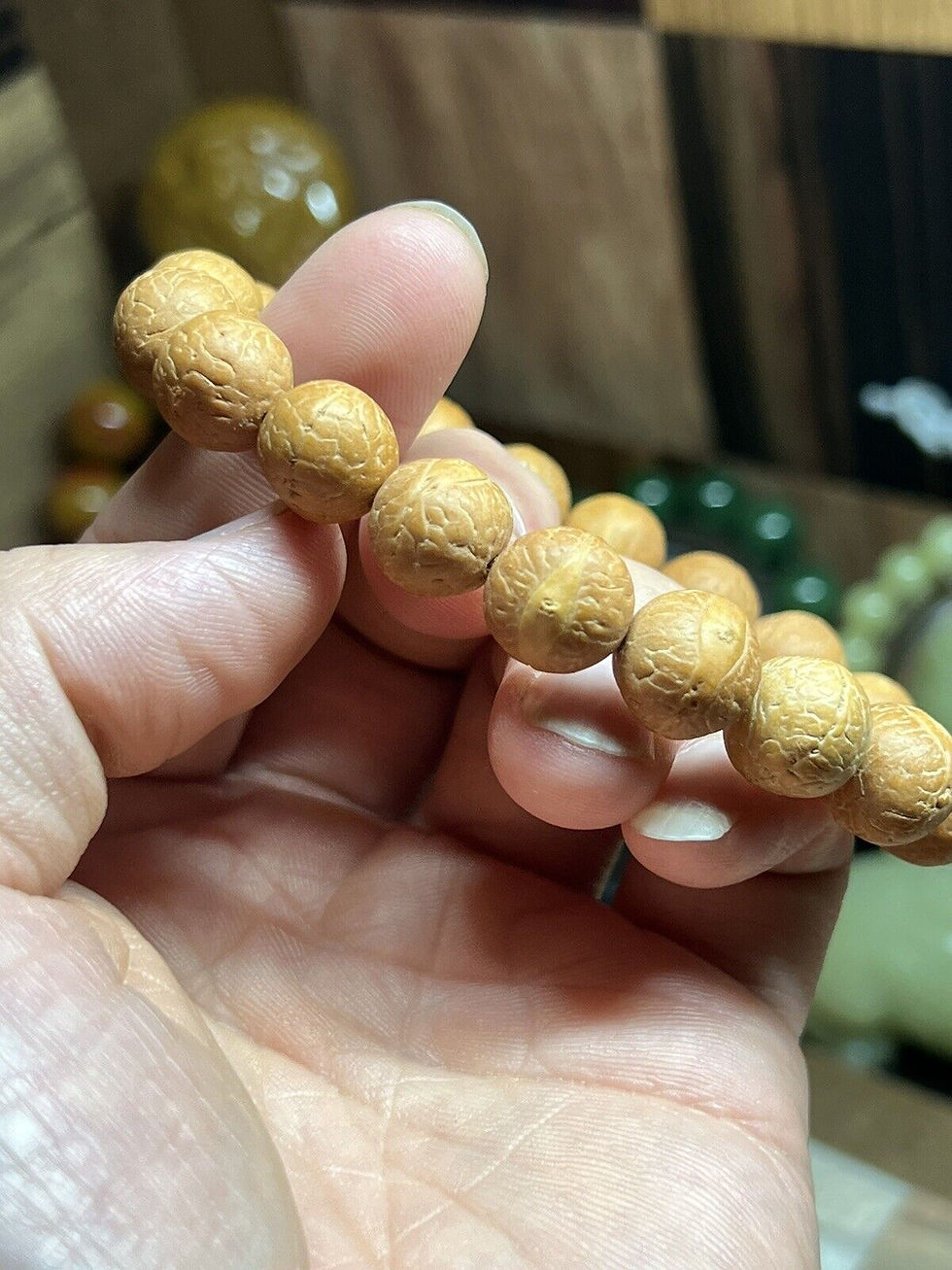 Thumbnail: 11.5mm Phoenix Eye Bodhi Seed Beads Bracelet